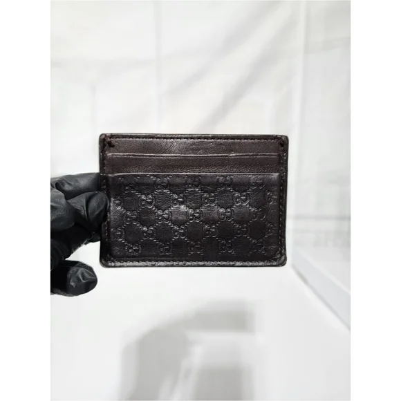 Gucci Microguccissima Pattern Leather Card Holder Brown